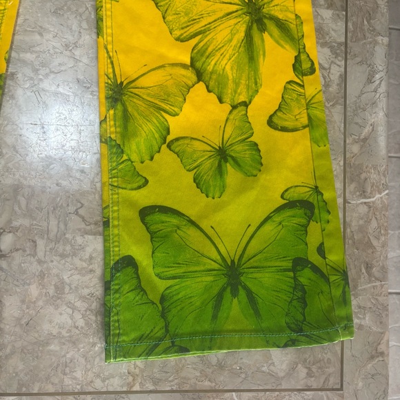 NWT VBRT Vibrant Miu Butterfly Print Yellow Green Wide Leg Fairycore Jeans S - Picture 8 of 13